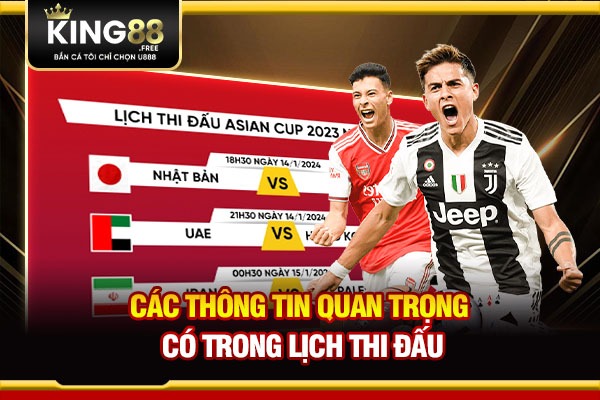  Các thông tin quan trọng có trong lịch thi đấu